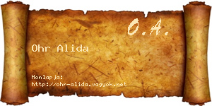 Ohr Alida névjegykártya